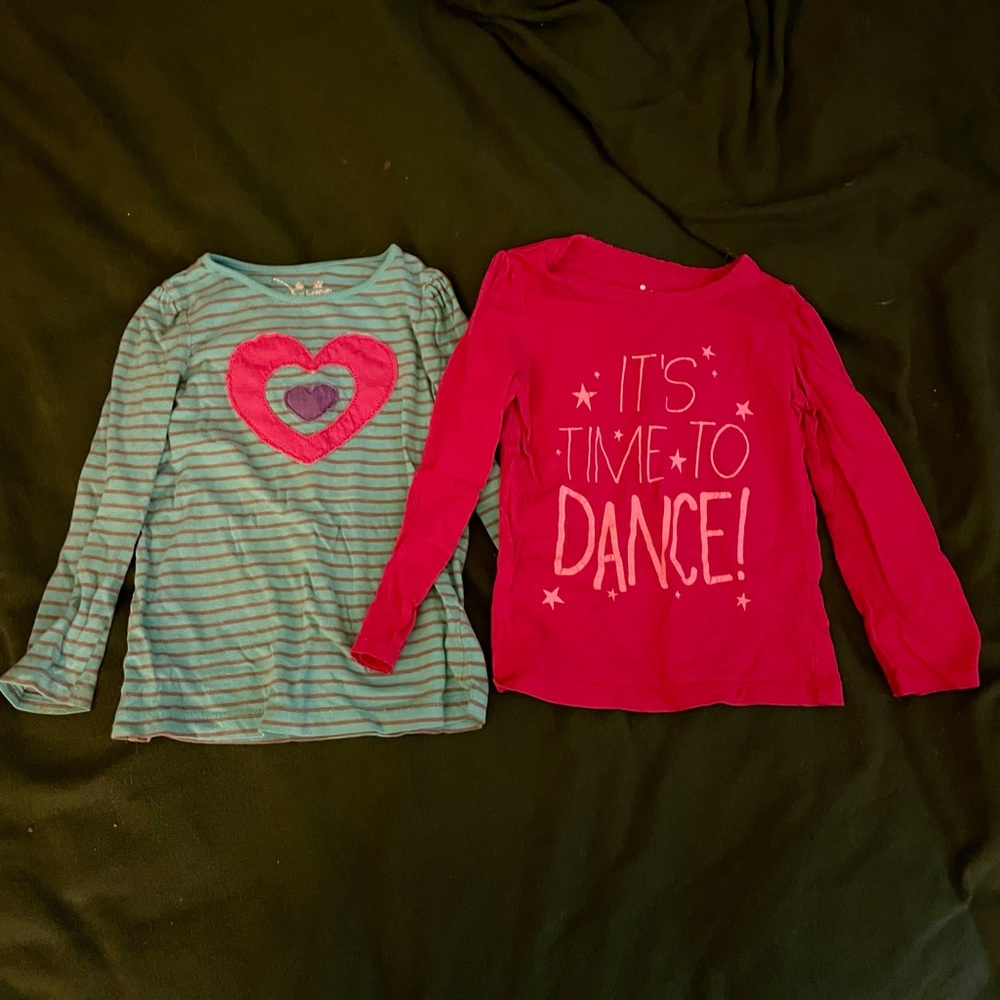 Striped Heart and Pink Dance Long Sleeve Shirts